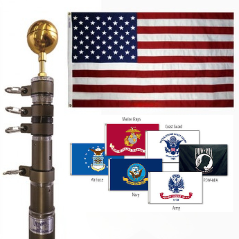 Telescoping Flagpoles Veterans Park Kit